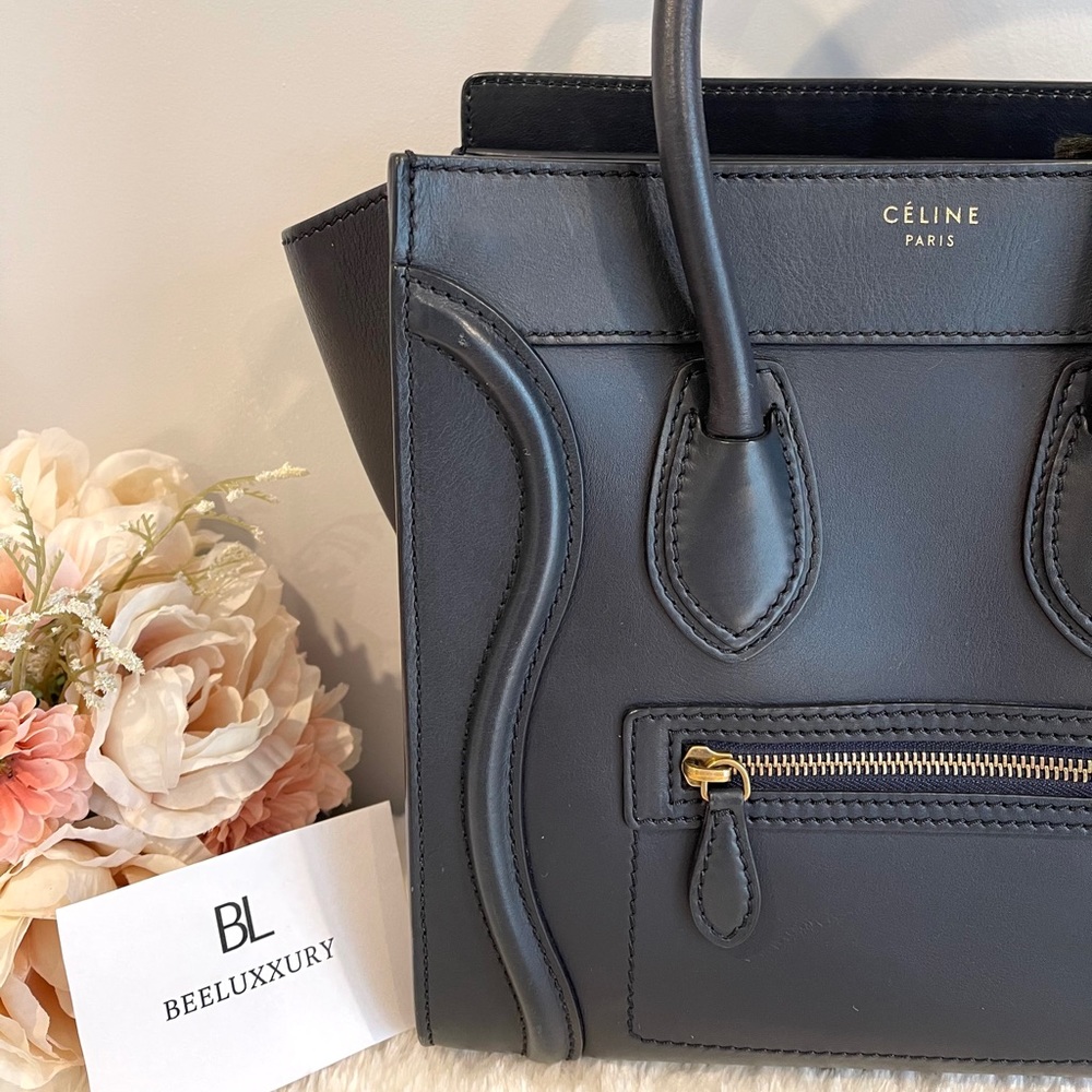 💙 Celine Micro Luggage 💙 Navy Blue GHW Tote Bag - Picture 2 of 15